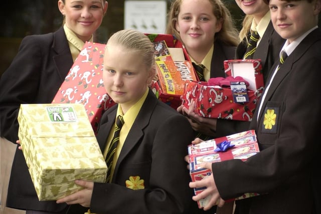 Pupils from Lytham St Annes High School had been collecting gifts for The Express Operation Christmas Child Appeal. Pictured are Hannah Fishwick, Laura Strachan, Lorraine Wolstanholme, Chelsey Wright  and James Atkinson