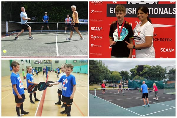 Below are pickleball players in action in and around the county