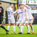 AFC Fylde celebrate Danny Rowe's goal Picture: Steve McLellan