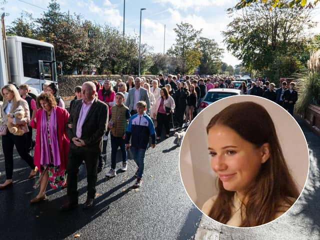 Hundreds of people filled the streets of Lytham to pay their respects to Bella Greer