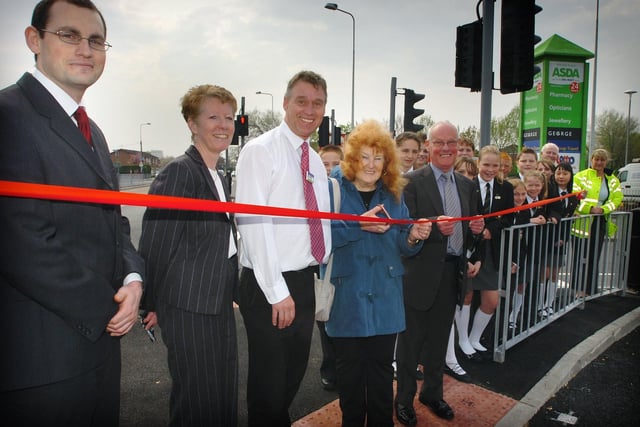 The new crossings outside St George's High School in Marton, and paid for by Asda, were officially opened by Ward Councillor Joan Greenhalgh in 2006. Pupils from St George's High School helped with the proceedings
