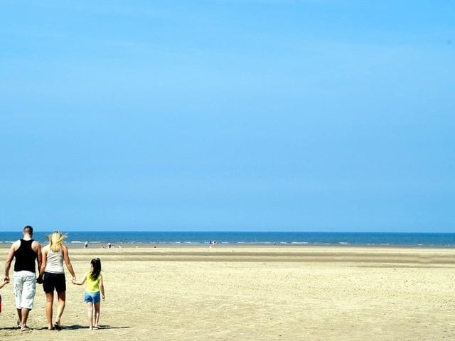 The golden sands of Southport Beach are part of the 22-mile Sefton coastline leading from the Mersey into the Ribble Estuary