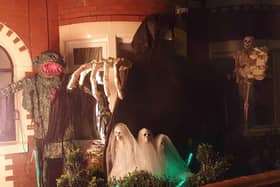 Reporter, Lucinda Herbert, has a Halloween garden of terror with giant skeletons and a troll all made using SFX techniques