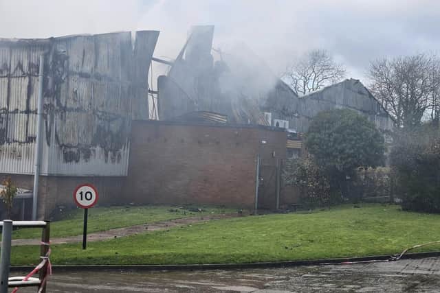 No casualties were reported but the devastating fire has gutted the industrial unit which will need to be demolished.