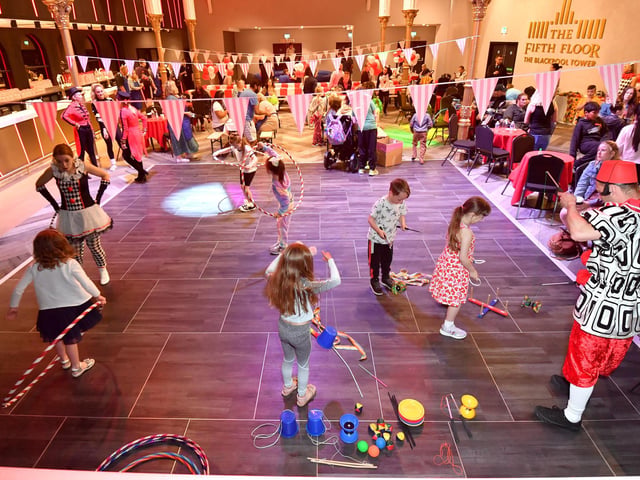 Blackpool Young Carers and their siblings were shown all sorts of circus skills at the National Lottery party at Blackpool Tower. Picture: Anthony Devlin