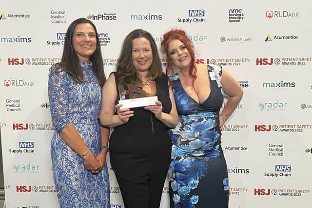 From left Anna Dallow and Katherine Goldthorpe of Blackpool Teaching Hospitals NHS Foundation Trust and Lexie Smith, Deputy Manager of Fleetwood Hall Care Home