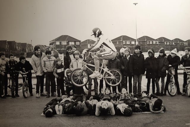 BMX fanatics were given first hand experience of amazing BMX tricks. British champion Andy Ruffell taking part in a demonstration at the Co-op Hypermarket