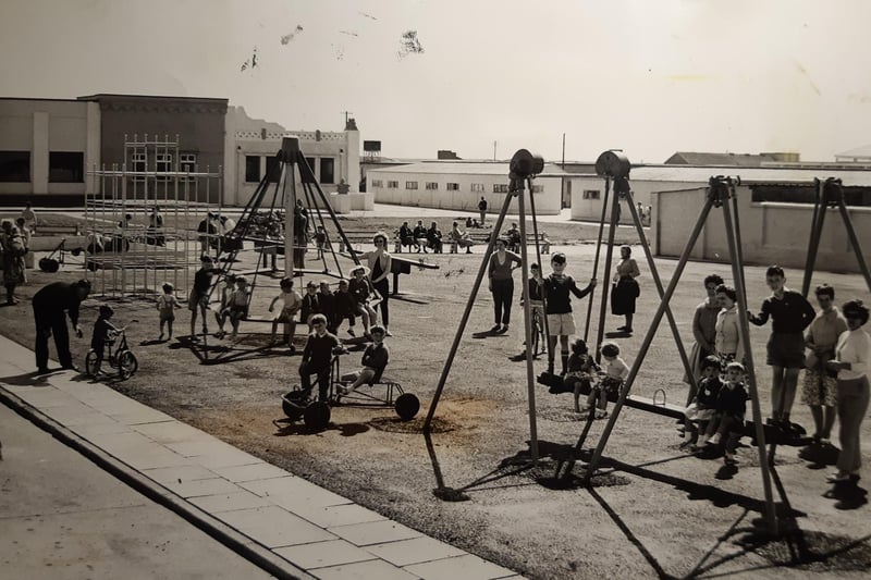 A view showing a newly built playground in 1962