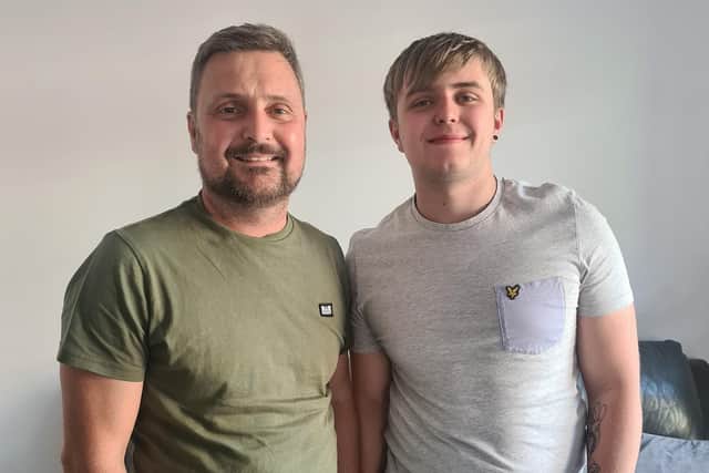 Sam Jones, from Blackpool, with his dad Warren