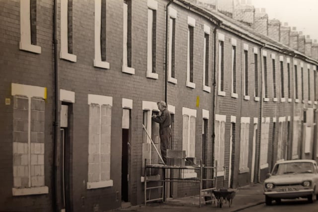 Windows being boarded up in Hodder Avenue ahead of demolition in 1986. The houses were compulsory purchased by Blackpool Council to make way for housing association flats. Nearby Nuttall Road was also affected