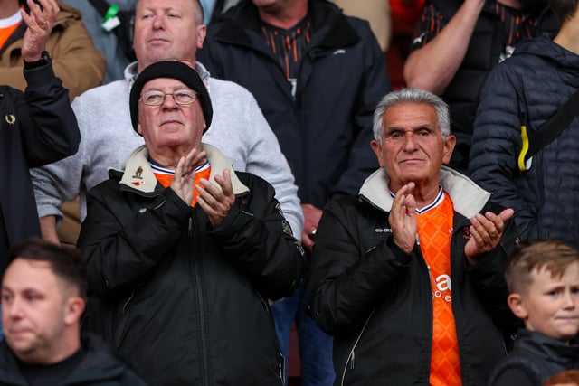 Blackpool fans at Oakwell for the Seasiders' game against Barnsley.