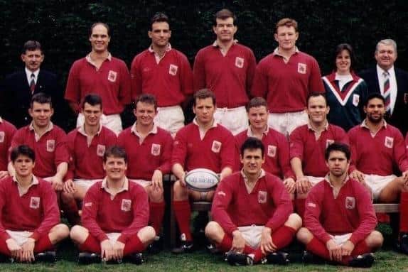 The former London Welsh RFC team. Robbie can be seen in the middle row, to the right of centre