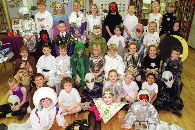 Lytham Hall Park Primary School Year 2 pupils who performed a Musical Journey Through Space at their morning assembly.