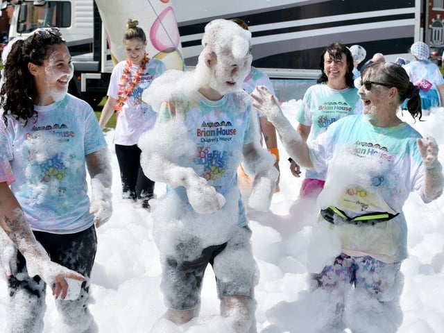 Who got covered in the most bubbles?