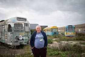 John Woodman with the last remaining trams at Wyre Dock, where there were ambitious plans for a tram heritage centre.