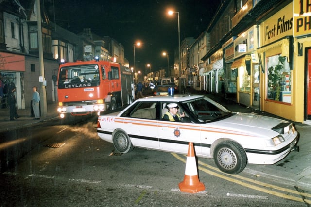 This was the scene at Christmas in 1991 when IRA terrorists planted firebombs at several locations in the town centre