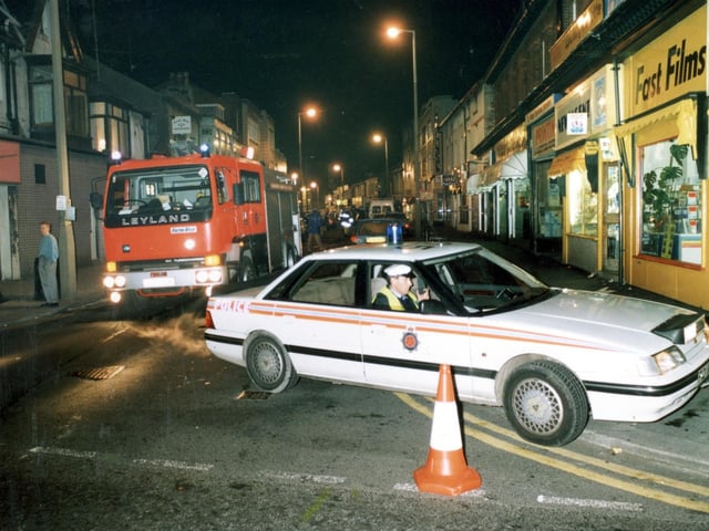 This was the scene at Christmas in 1991 when IRA terrorists planted firebombs at several locations in the town centre