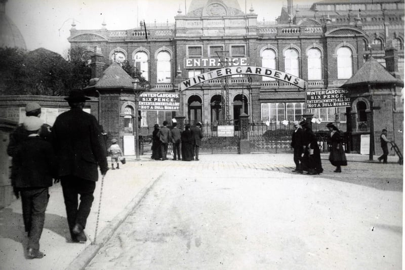 Not a dull moment promised the sign at the old Victoria Street entrance to the Winter Gardens seen here before the erection of what was known as the Victoria Annexe in 1897. Admission was just six pence (2.5p) at the sprawling attraction whose opening by the Lord Mayor of London in July 1878  was the biggest spectacle Blackpool had ever experienced.  


Winter Gardens
Victoria Street Enterance
1880s