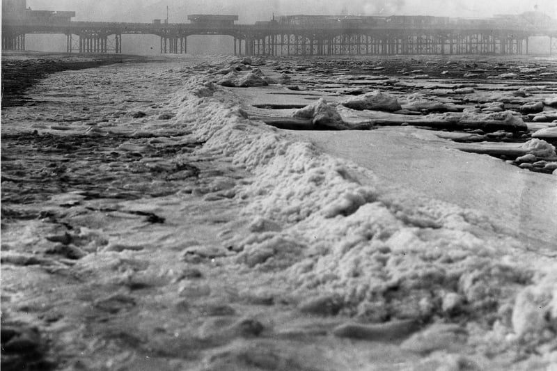 Blackpool beach looked like an Arctic wasteland with frozen snow and ice-floes along it's whole length
