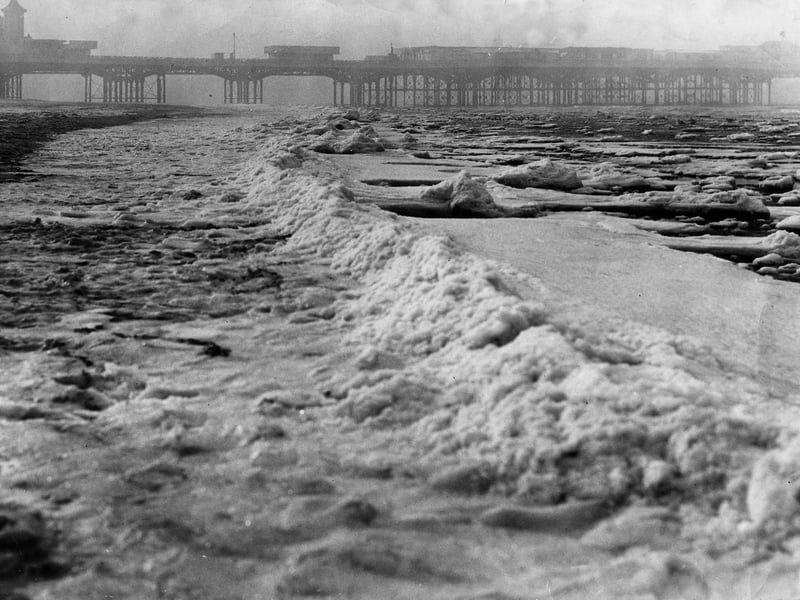 Blackpool beach looked like an Arctic wasteland with frozen snow and ice-floes along it's whole length