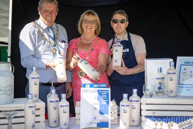 Dave Biowes of Coole Swan with Mayor of Wyre Councillor Julie Robinson and consort Richard Robinson
