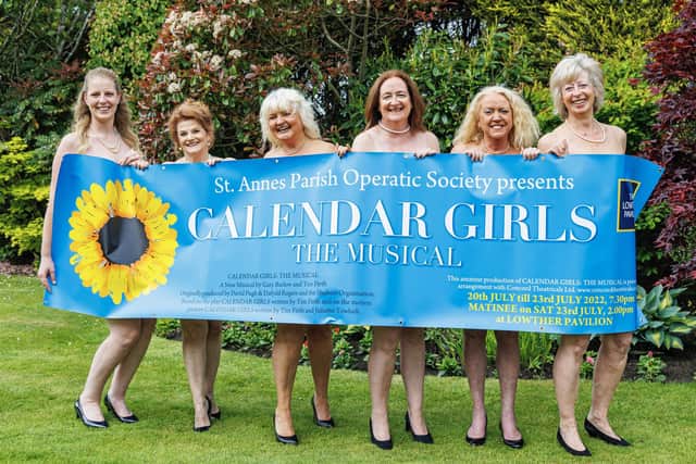 Geraldine Brown as Cora, Paula Curtis as Celia, Sarah Jane Stone as Chris, Pauline Hardie as Annie, Mandy Hall-Laird as Ruth, Joan Aitchison as Jessie in the forthcoming SAPOS production of Calendar Girls.