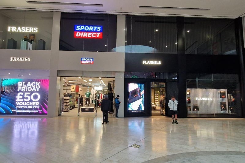 The entrance to the new Frasers department store inside the Houndshill Shopping Centre, Blackpool - formerly home to Debenham's which closed in May 2021