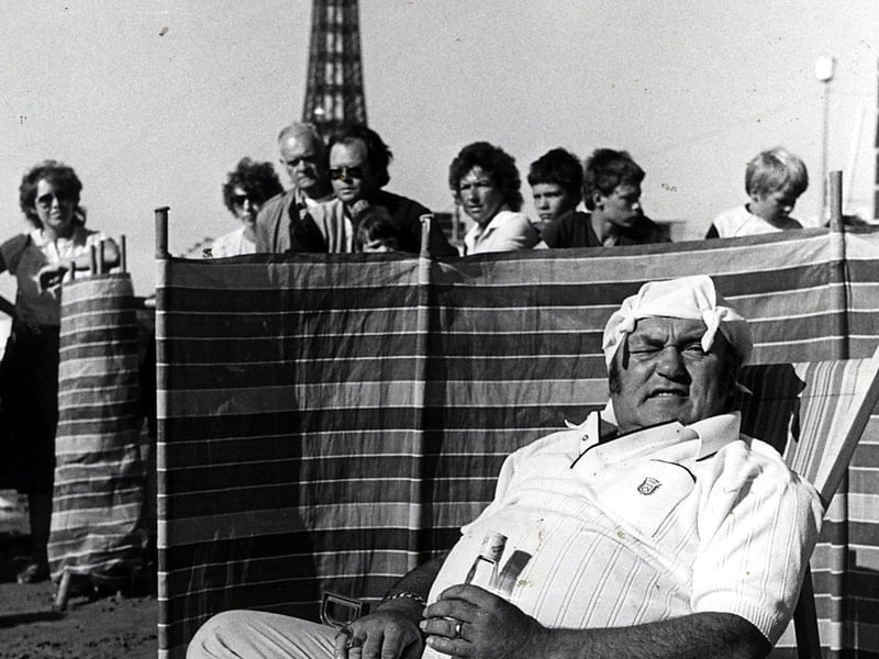 Les Dawson filming "A Century of Stars" in Blackpool for TV in 1985