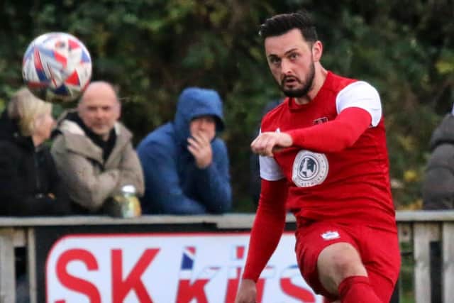 Squires Gate goalscorer Ryan Riley Picture: Ian Moore