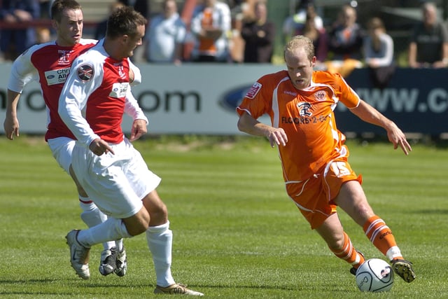 John Hills on a run for Blackpool FC during a pre-season Fleetwood Town friendly at Highbury. He played for Blackpool on three separate signings - the most significant from 1998-2003 where he made 157 appearances