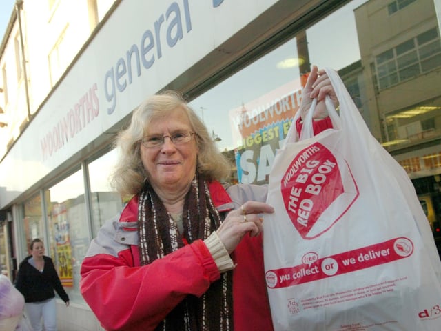 Karen Sikorski takes advantage of the closing down sale at Woolworths in Bank Hey Street