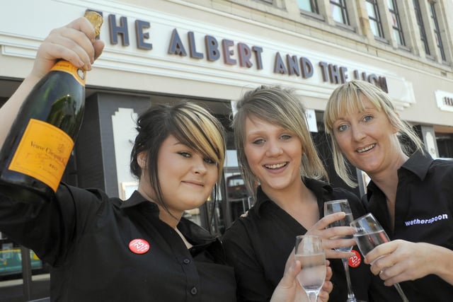 Charissa Frend, Jayde Weir and Caroline Bawdon at Wetherspoons 'The Albert and The Lion' on Blackpool Promenade