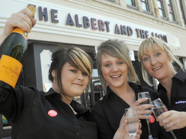 Charissa Frend, Jayde Weir and Caroline Bawdon at Wetherspoons 'The Albert and The Lion' on Blackpool Promenade