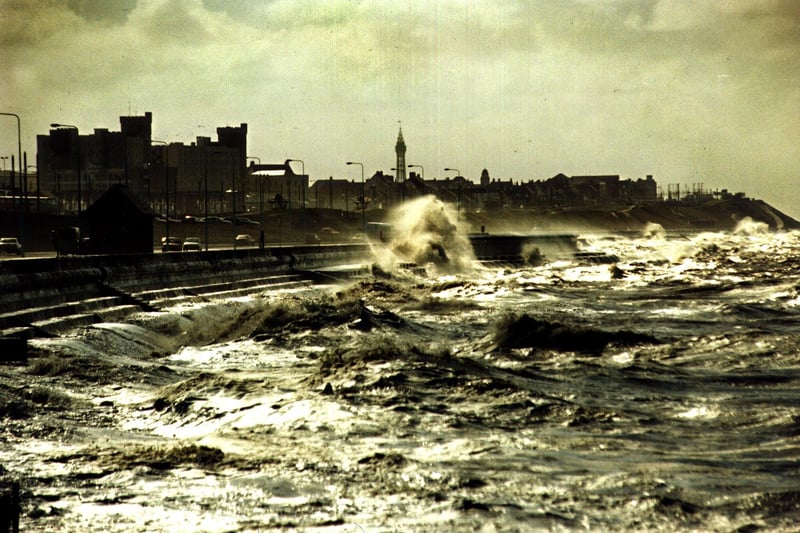 Stormy seas off Norbreck Castle, 1996