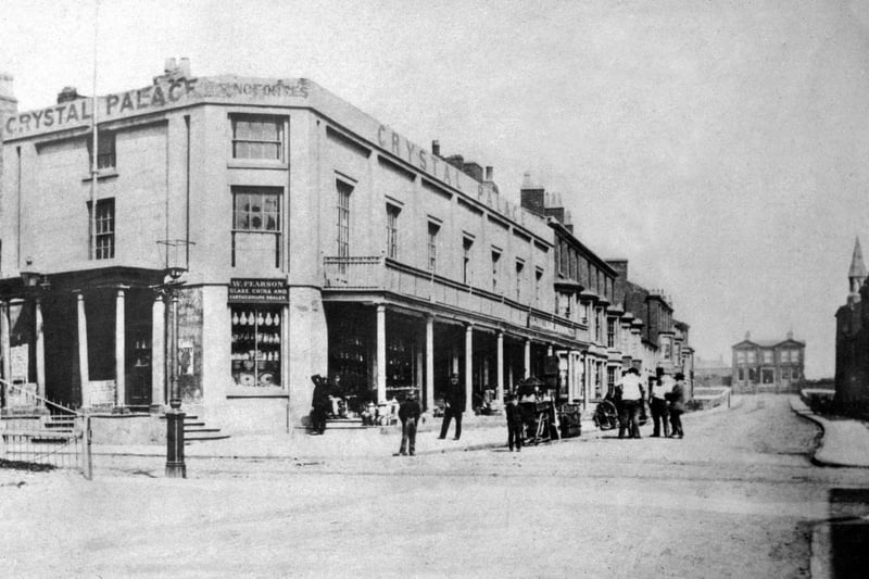 Victoria Street in 1860 with Bank Hey House at the far end, an 1846 building, part of which survives inside the Winter Gardens today