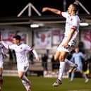 Charlie Jolley celebrates his winning goal against Hartlepool Photo: AFC FYLDE