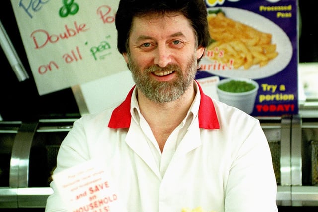 Fryer Tuck: Chris Tuck at George's Chippy, St. Annes Road, 1997