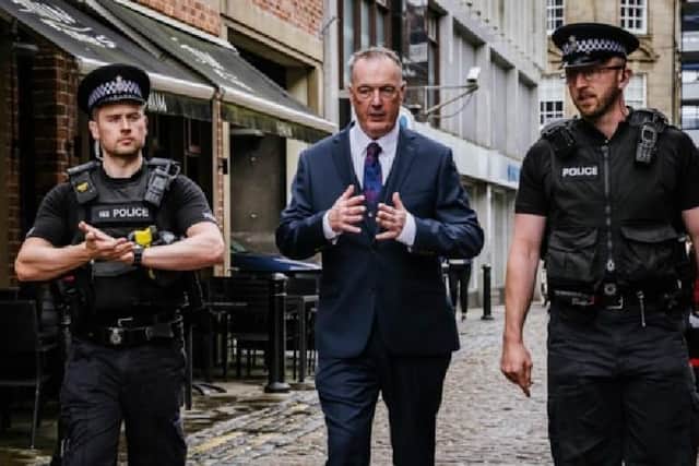 Lancashire Police and Crime Commissioner Clive Grunshaw out on patrol with police officers