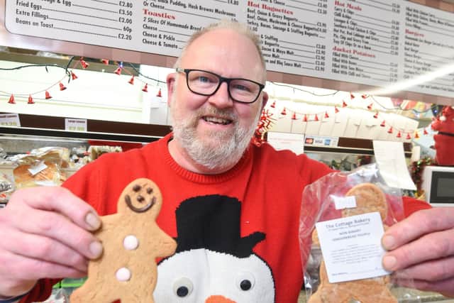 Paul Cook from The Cottage Bakery in Hawes Side Lane with his non-binary gingerbread people (Credit: Daniel Martino)