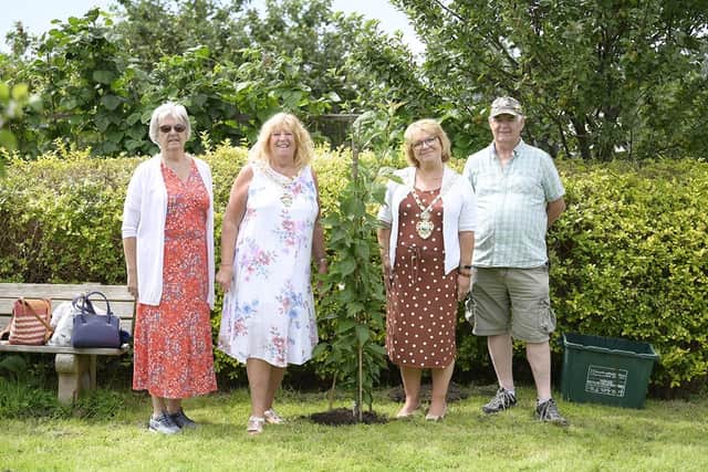 A flowering cherry tree was planted for the Platinum Jubilee during the Shepherd Road Allotments Society open day