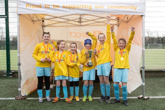 The winning Moor Park girls' team celebrate their success