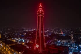 The Blackpool Tower turns red