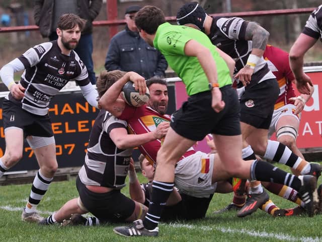 David Fairbrother celebrated his 150th Fylde appearance with a try against Sedgley Park Picture: CHRIS FARROW / FYLDE RFC
