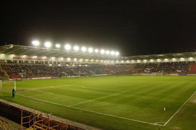 Blackpool 's new stadium by night when the team played Northampton, 2002