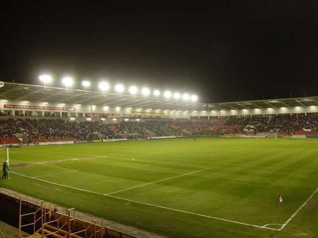 Blackpool 's new stadium by night when the team played Northampton, 2002