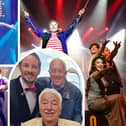 Cirque: The Greatest Show. Pics: Daredevil rollerskaters in action. Contortionist wows the audience with gymnastic skills. Inset: Charlie Cairoli Junior and Norman Barrett - Tower circus legends - in the audience at Blackpool Grand Theatre.