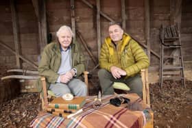 Sir David Attenborough (left) speaking to the presenter Chris Packham for Winterwatch. (Photo credit: BBC/PA Wire)