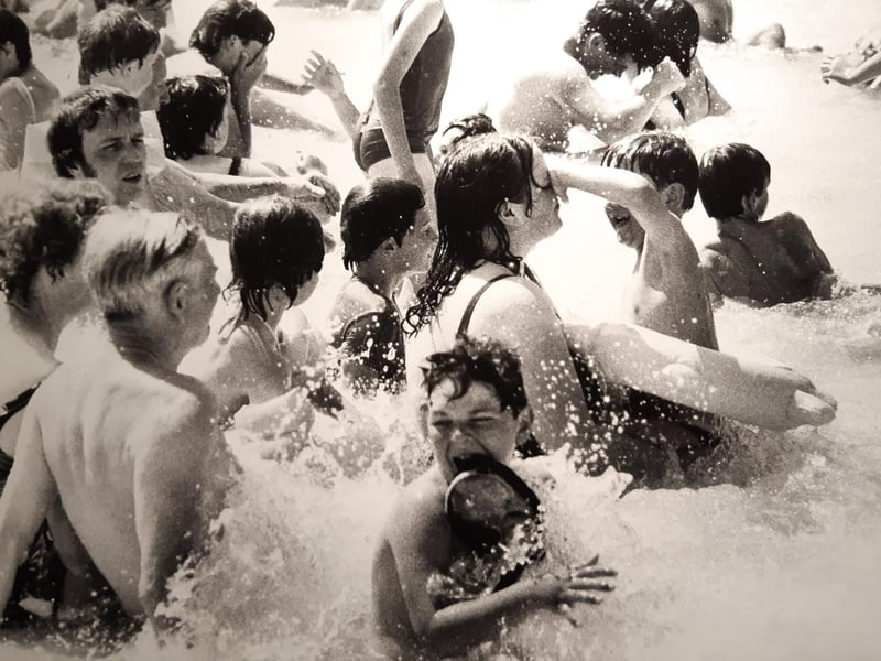 Families in the wave pool in 1987