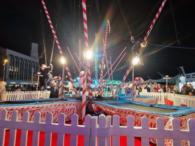 Candy cane bungee trampolines