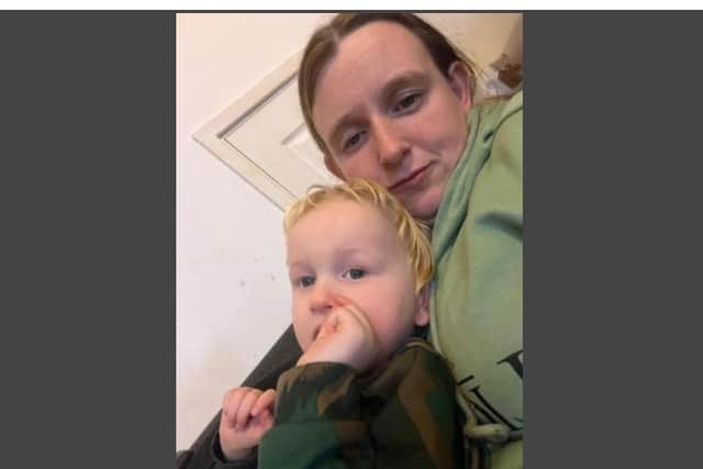 Amy Douglas with son Leo. The family are worried about being homeless again